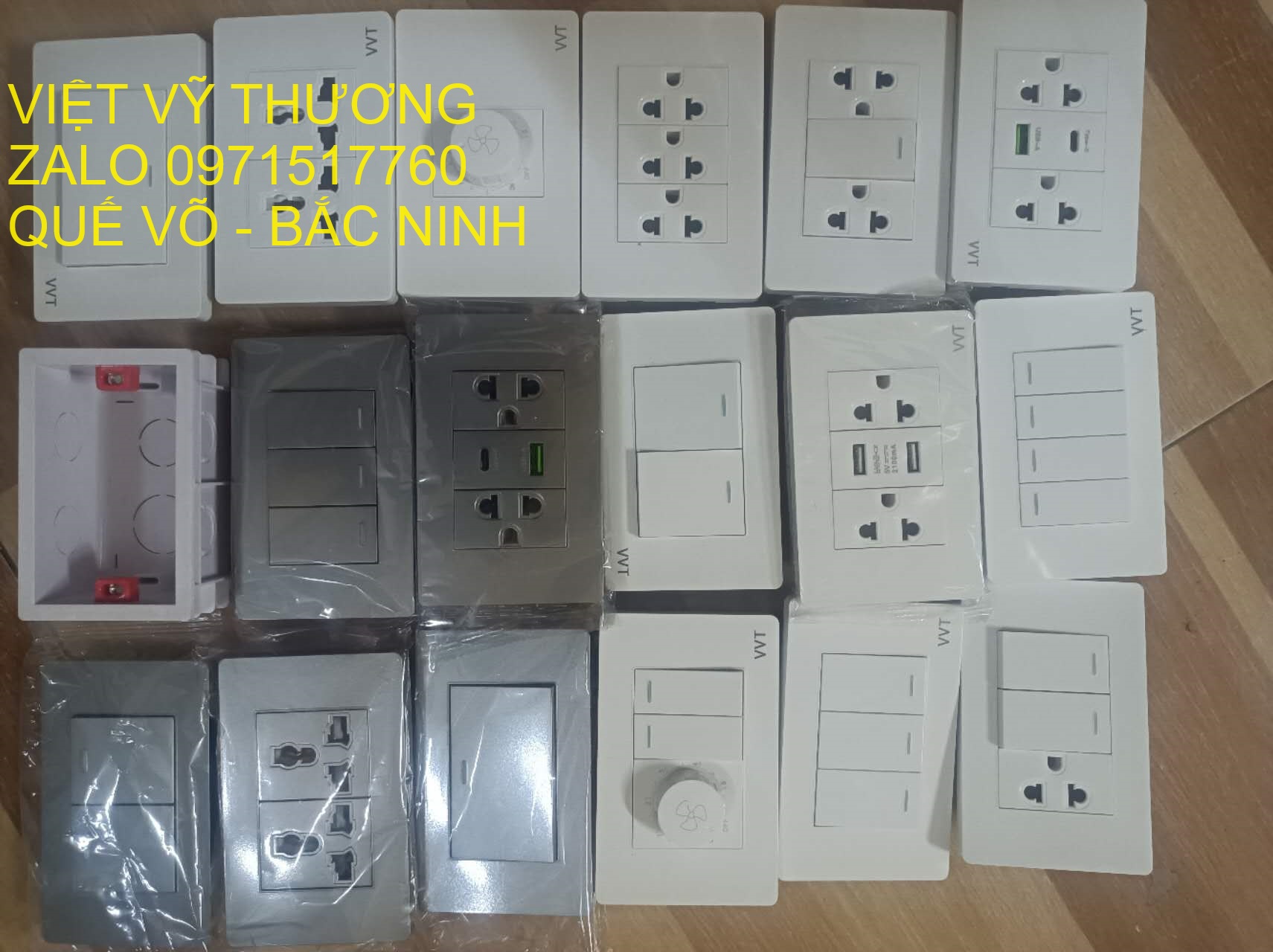 Mặt công tắc, ổ cắm âm tường các loại có sạc USB